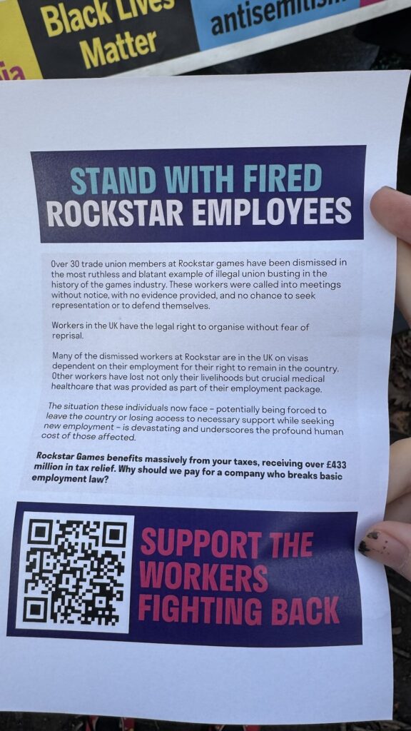 La lettre du syndicat qui dénonce la direction de Rockstar Games // Source : Compte X de GTABase La lettre du syndicat qui dénonce la direction de Rockstar Games // Source : Compte X de GTABase