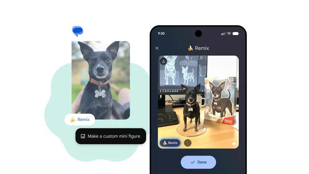 Le mode Remix permet de générer des images sans quitter Android Messages.