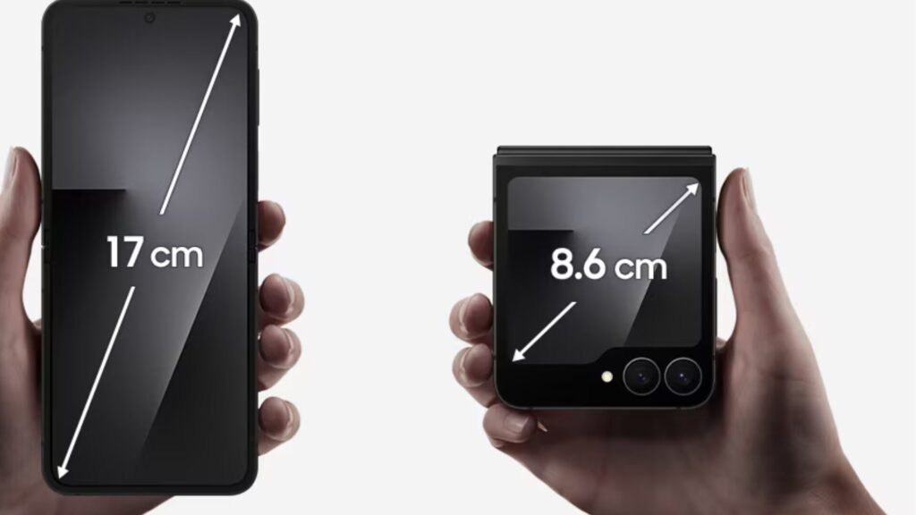 Les dimensions du Découvrez le Samsung Galaxy Z Flip7 FE déplié et plié. // Source : Samsung Les dimensions du Découvrez le Samsung Galaxy Z Flip7 FE déplié et plié. // Source : Samsung