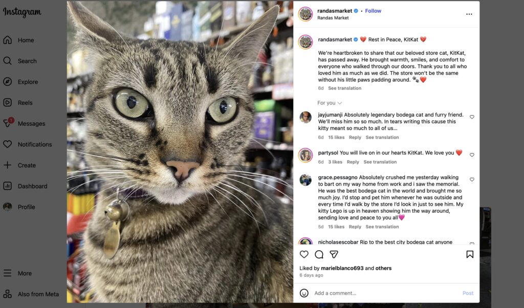 Sur Instagram, le compte de l'épicerie rend hommage à KitKat.