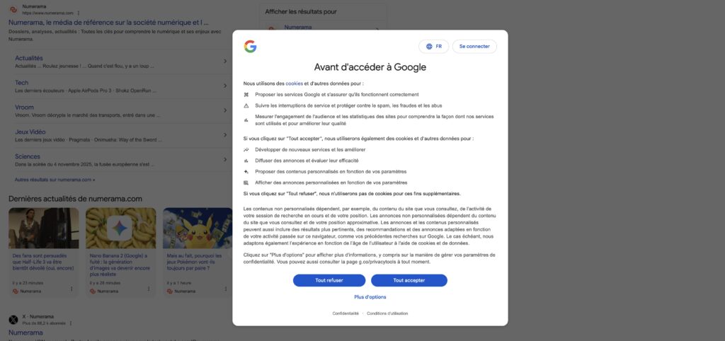 Le bandeau RGPD sur les pages Google, c'est bientôt fini.