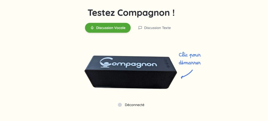 Sur son site, Compagnon permet de tester son assistant vocal.