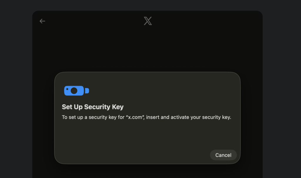 Dans Safari, on nous demande une clé USB. Chrome demande une clé d'accès, mais ça ne change rien.