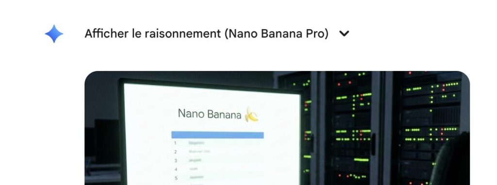 Quand Gemini génère une image, il affiche explicitement Nano Banana.