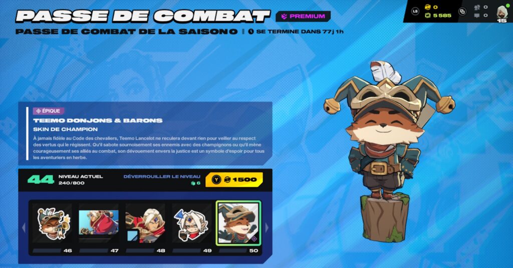 Proposé à partir de 9,99 €, le passe de combat comprend 76 niveaux de progression, mêlant cosmétiques, skins et bonus variés. // Source : Damien Pons pour Numerama