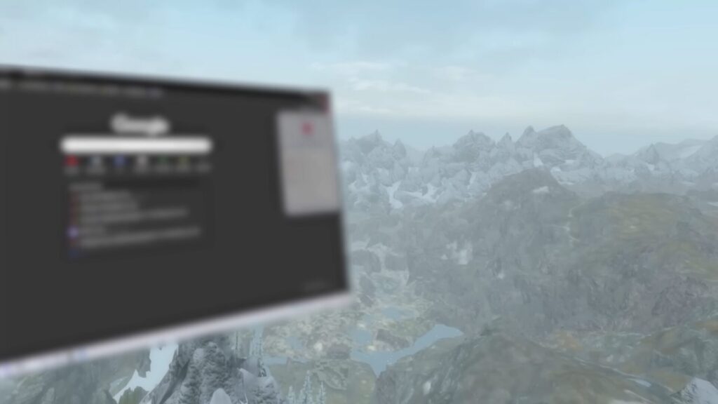 Télétravailler en haut de la plus haute montagne de Skyrim // Source : Youtube - habie147 Télétravailler en haut de la plus haute montagne de Skyrim // Source : Youtube - habie147