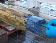 Serpentinite bleue retrouvée au fond d'un volcan. © SO292/2 Expedition Science Party