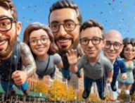 La rédaction de Numerama en ballons géants. // Source : Numerama 