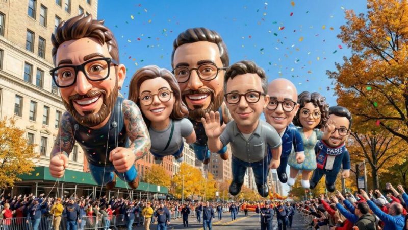 Pour Thanksgiving, on a transformé la rédaction de Numerama en ballons géants grâce à Nano Banana