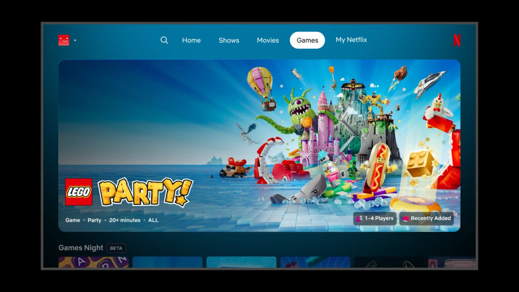 Netflix Games sur un télévieur.
