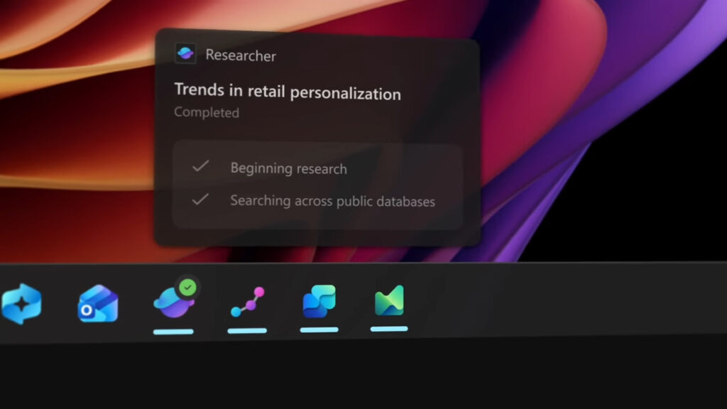 Dans la barre de Windows 11, on pourra épingler des agents spécialisés.