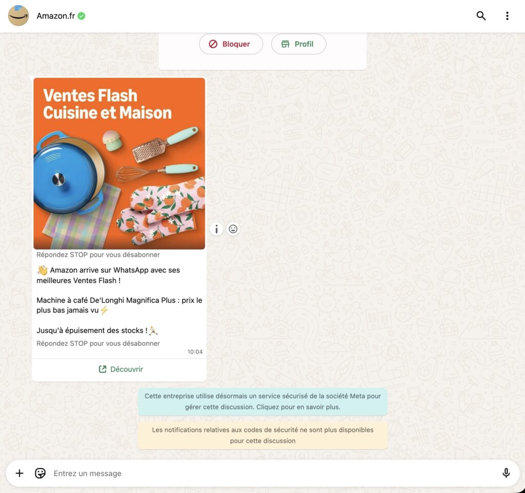 Message reçu par un collaborateur de Numerama le 24 novembre 2025 // Source : Capture d'écran