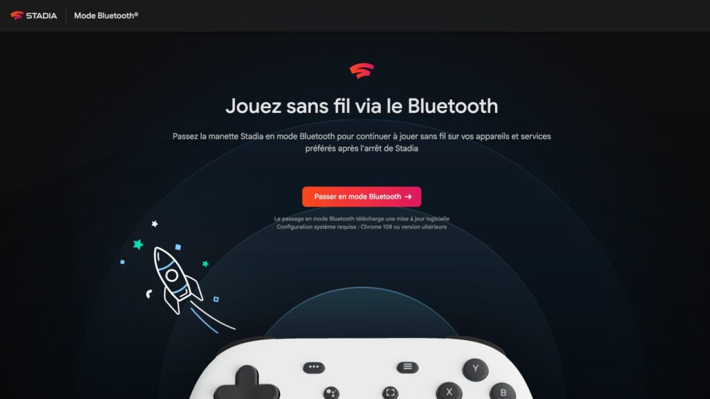 La page officielle de conversion.  // Source : Stadia / Google 