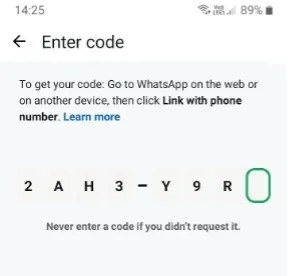 Code d'authentification re&ccedil;u dans le cadre de la campagne GhostPairing // Source : Gendigital