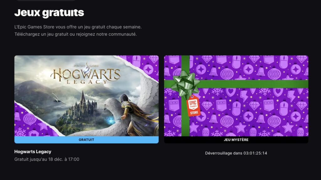 Jeux gratuits sur l'Epic Games Store // Source : Epic Games Store Jeux gratuits sur l'Epic Games Store // Source : Epic Games Store