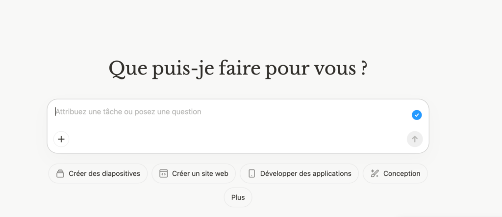 D&egrave;s la page d'accueil Manus met en avant ses capacit&eacute;s d'action  // Source : Capture d'&eacute;cran Numerama