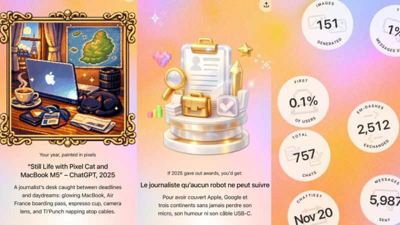ChatGPT lance aussi son Wrapped&nbsp;: comment avoir ses statistiques de l’année&nbsp;?