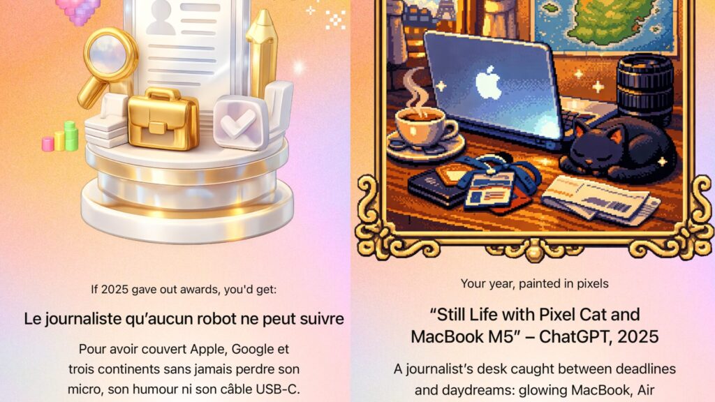 Mon coll&egrave;gue a re&ccedil;u le titre de &laquo; Journaliste qu'aucun robot ne peut suivre &raquo;. // Source : Capture d'&eacute;cran Numerama