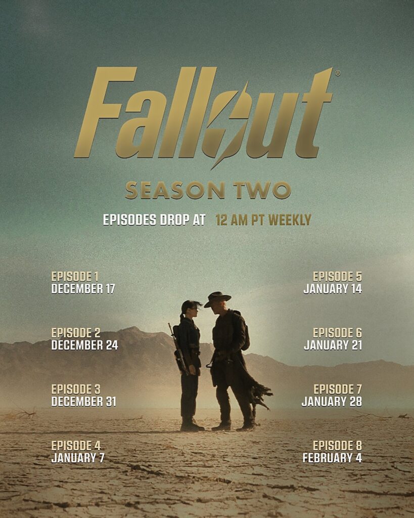 Calendrier de la saison 2 de Fallout // Source : Amazon
