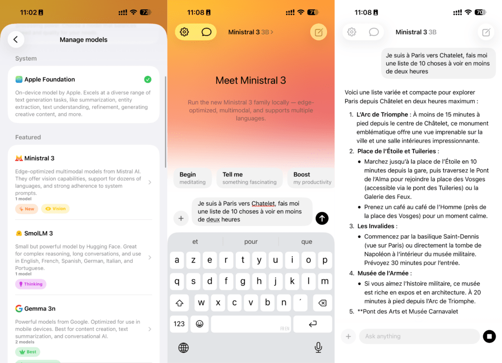 La réponse n'est pas très juste, mais Ministral 3 tourne parfaitement. La réponse n'est pas très juste, mais Ministral 3 tourne parfaitement.