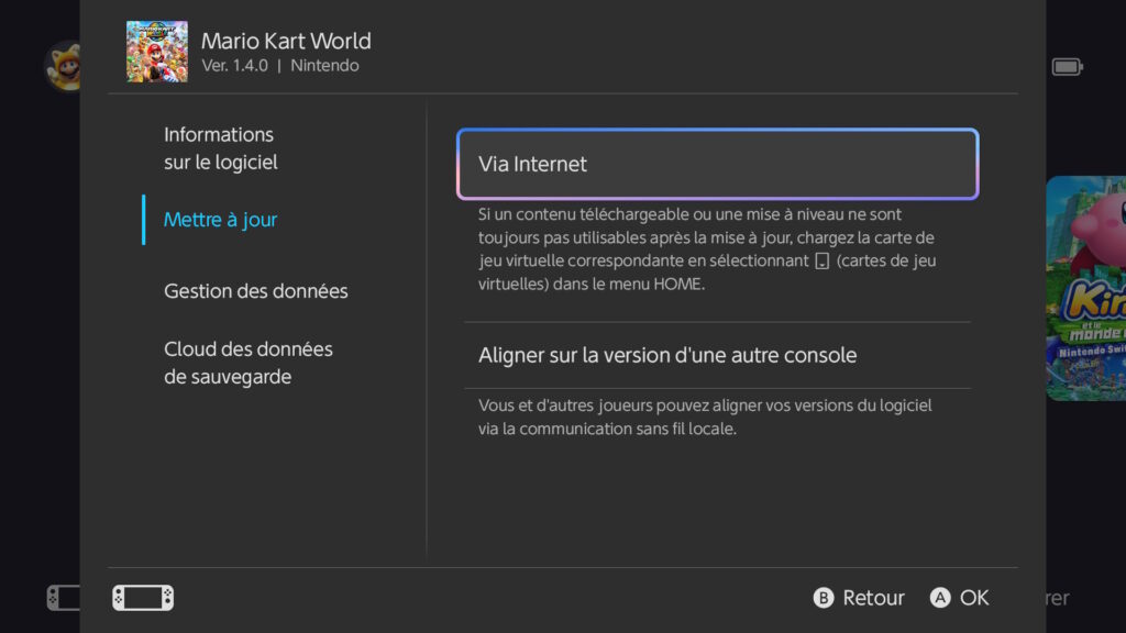 Comment mettre à jour Mario Kart World ? // Source : Capture d'écran