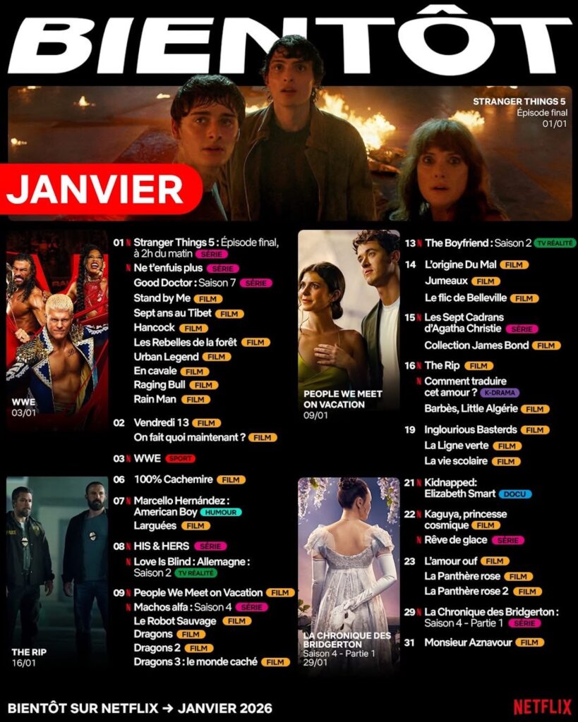 Netflix en janvier 2026 // Source : Netflix France