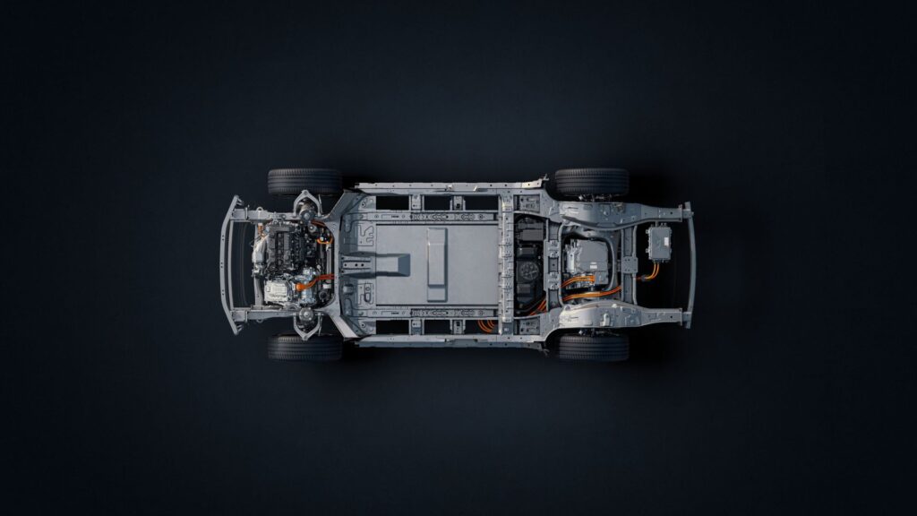 Le ch&acirc;ssis d'une voiture &eacute;lectrique &agrave; prolongateur d'autonomie // Source : Li Auto
