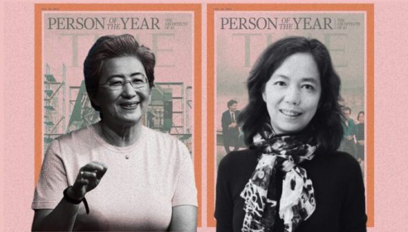 Deux femmes y figurent également : Lisa Su, PDG et présidente d’AMD, et Fei-Fei Li, co-créatrice d'ImageNet.  // Source : TIME / Fuzheado / HAI Stanford