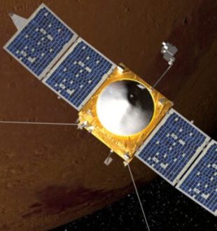 Vue d'artiste de MAVEN. // Source : Nasa/GFSC