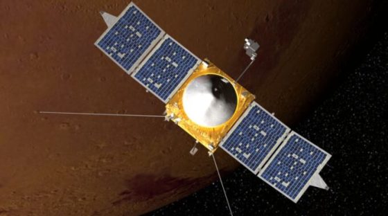 Vue d'artiste de MAVEN. // Source : Nasa/GFSC