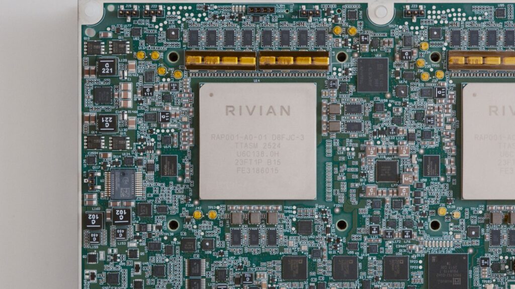 Rivian a dévoilé sa puce maison « RAP1 ». // Source : Rivian Rivian a dévoilé sa puce maison « RAP1 ». // Source : Rivian