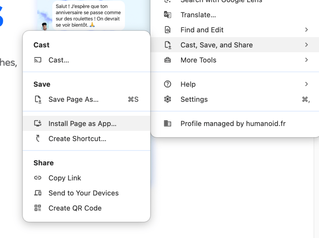 L'installation d'une app sur Chrome. L'installation d'une app sur Chrome.