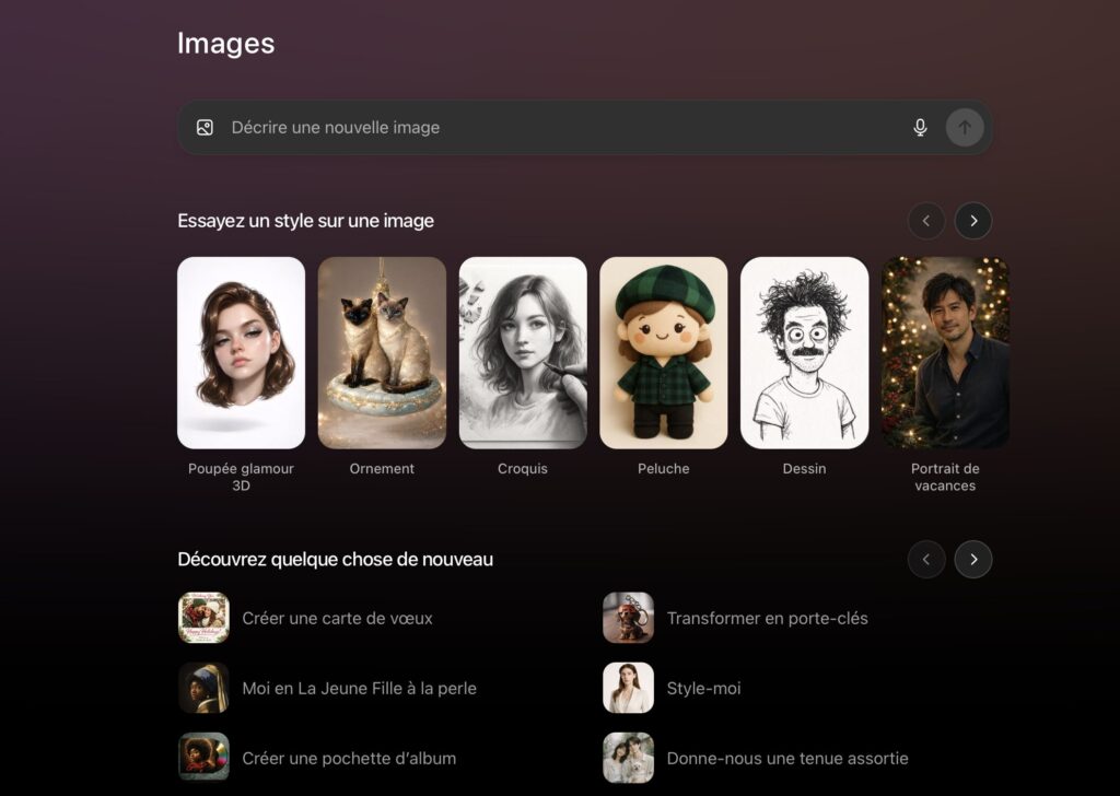 La nouvelle interface du site ChatGPT Images. La nouvelle interface du site ChatGPT Images.