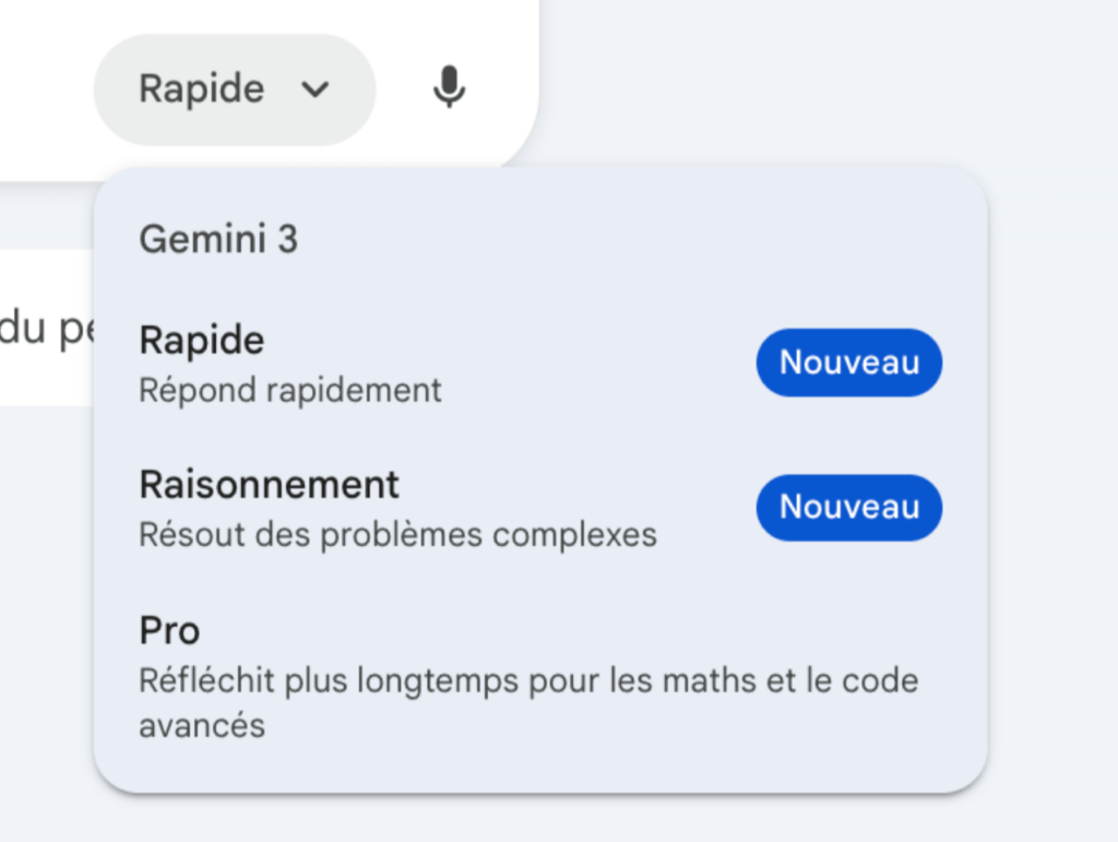 Les nouveaux mod&egrave;les dans Gemini.