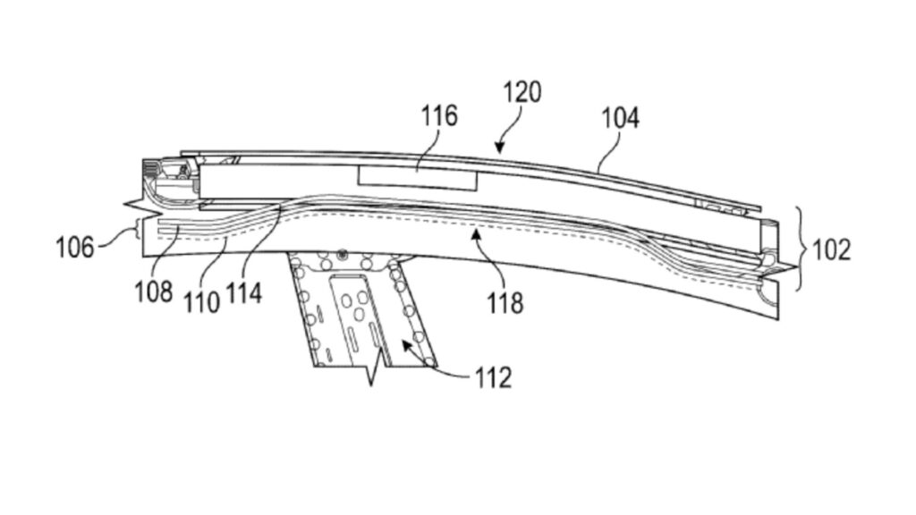 Le brevet de Tesla imagine une installation permettant de laisser passer les fréquences satellites. // Source : Bureau américain des brevets (USPTO) Le brevet de Tesla imagine une installation permettant de laisser passer les fréquences satellites. // Source : Bureau américain des brevets (USPTO)
