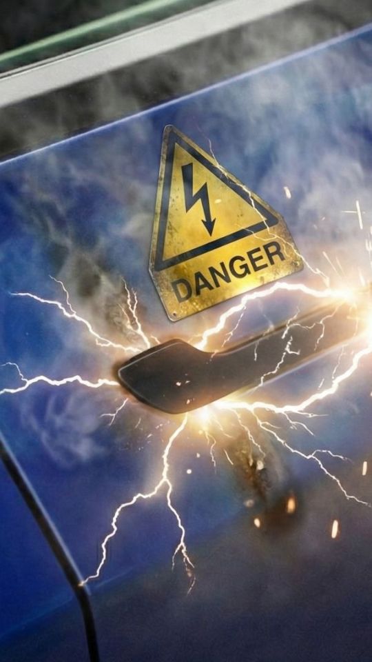 Les poignées de portes des Tesla peuvent être un danger en cas d'accident. // Source : Une par Robin San Vicente pour Numerama