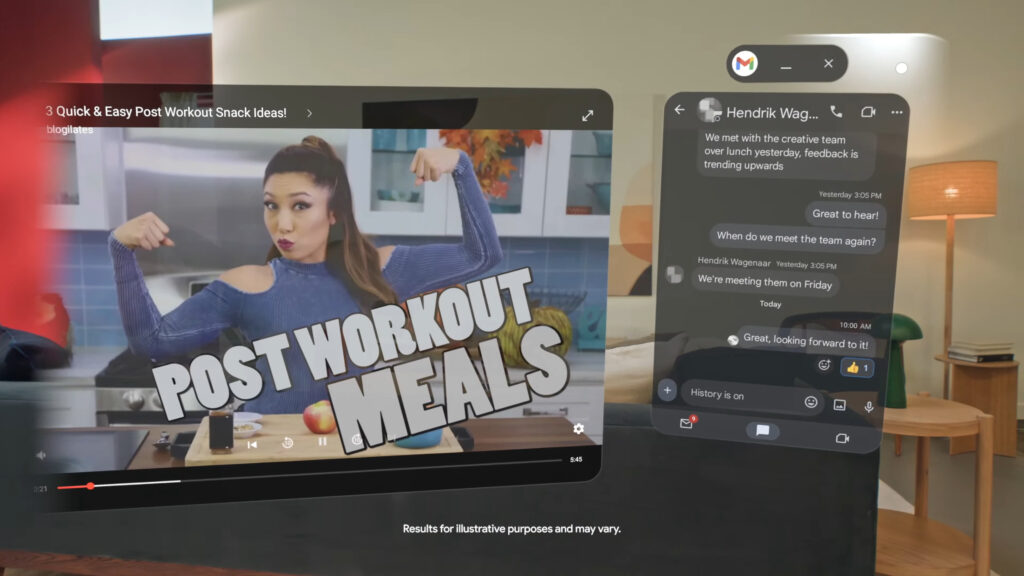 La vue possible avec les lunettes Google/Xreal sous Android XR. La vue possible avec les lunettes Google/Xreal sous Android XR.