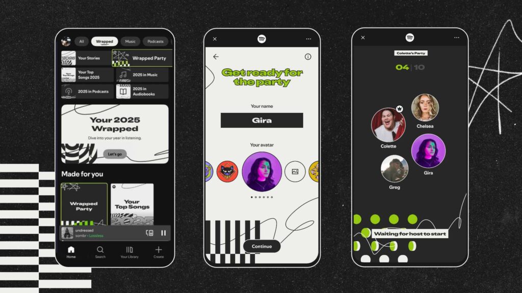 L'interface de Spotify Wrapped 2025 avec le Wrapped Party.