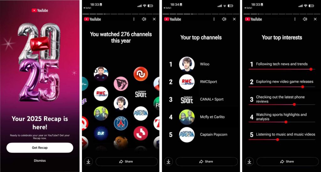 Le YouTube Recap 2025. // Source : Numerama