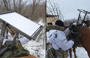 Des terminaux Starlink sur des chevaux // Source : Special Kherson Cat ( @ bayraktar_1love ) sur X