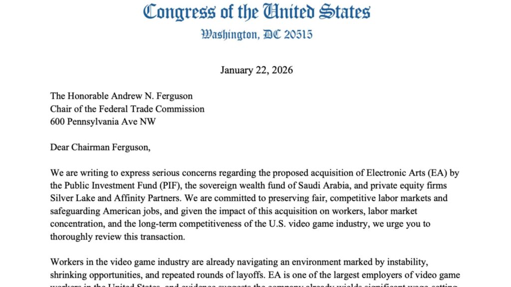 La lettre, sign&eacute;e par 46 d&eacute;mocrates de la Chambre des repr&eacute;sentants. // Source : Labor Causus