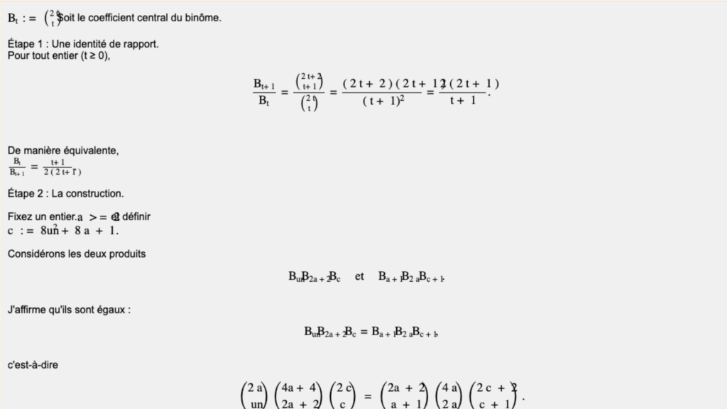 Un extrait de la solution fournie par GPT-5.2 // Source : erdosproblems.com / Neel Somani 