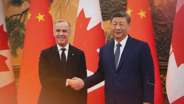 Mark Carney et Xi Jinping. // Source : Via X @MarkJCarney (photo recadrée et modifiée)