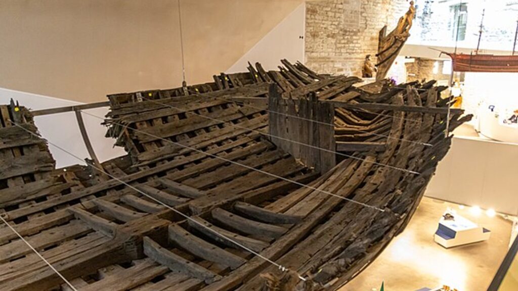 Cog - wreck of a medieval merchant ship. Built and sank around 14th century, discovered during construction work in 2015