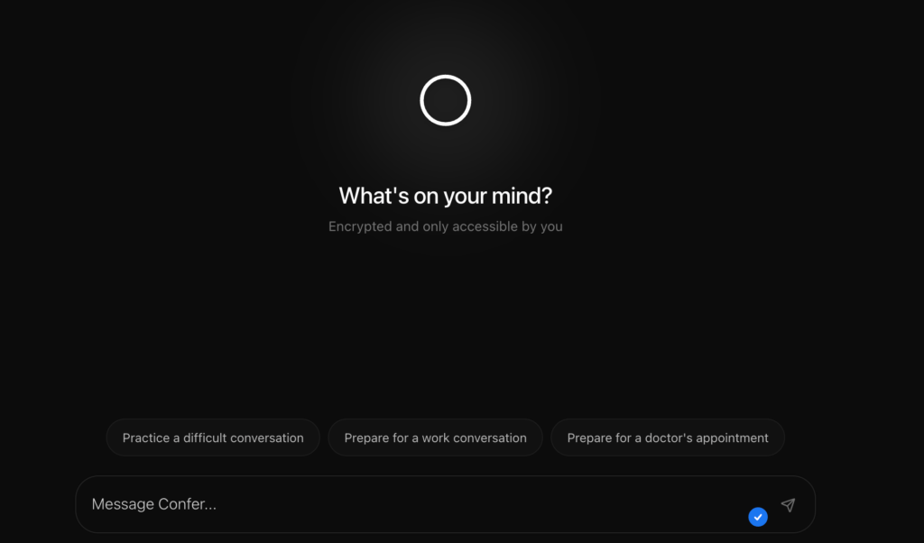 Pour l'internaute, Confer fonctionne comme tous les autres LLM // Source : Capture d'écran Numerama Pour l'internaute, Confer fonctionne comme tous les autres LLM // Source : Capture d'écran Numerama