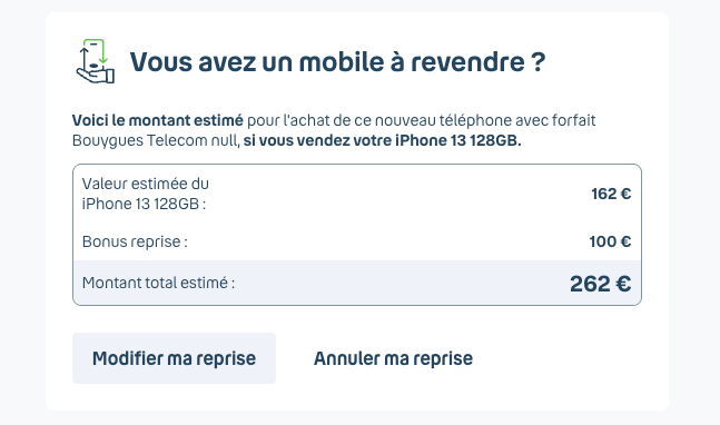 L'offre de reprise fait grandement baisser la facture L'offre de reprise fait grandement baisser la facture