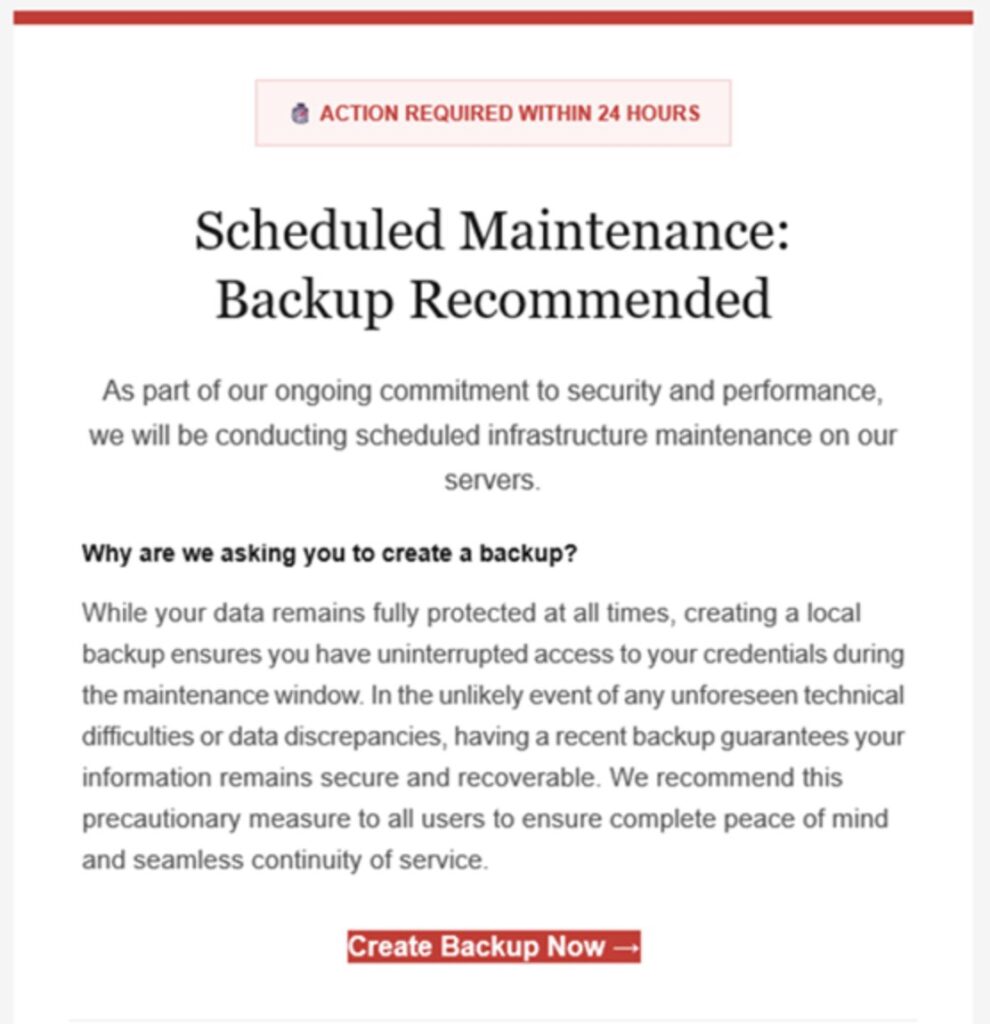 Corps d'un mail re&ccedil;u par un utilisateur LastPass le 20 janvier 2025 // Source : LastPass