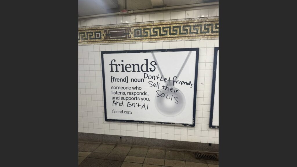 L'une des affiches publicitaires pour friends.com &agrave; New York.  // Source : @ram_bam_jam sur X