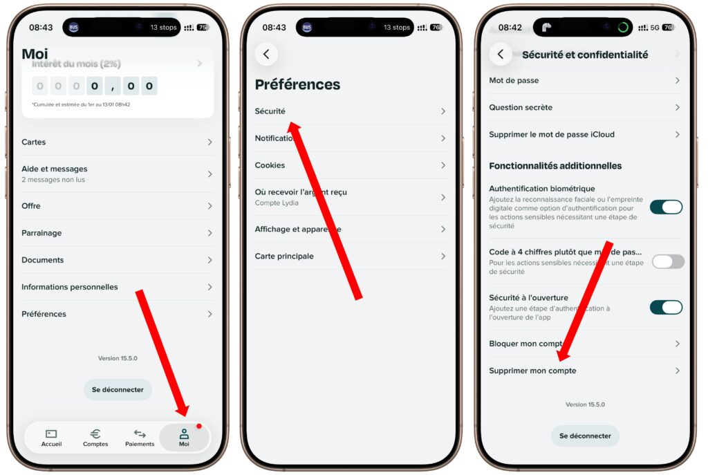 Supprimer son compte sur l'application Sumeria